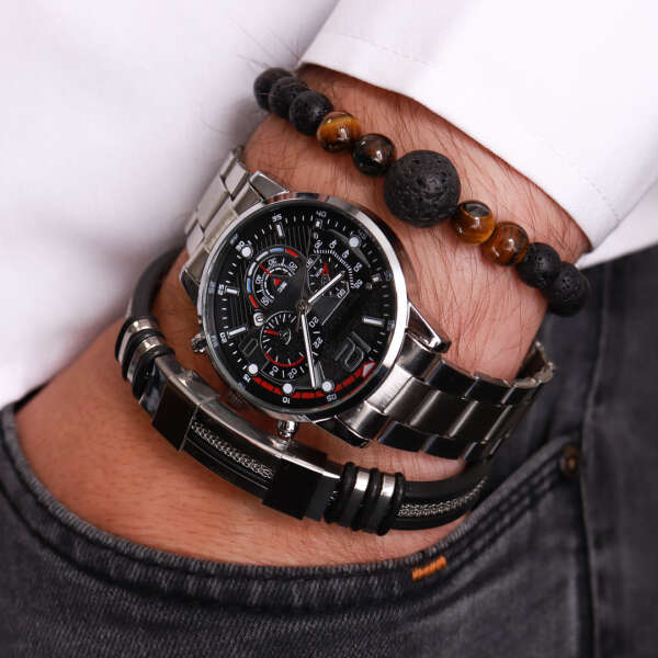 Raykard - Trendy set of a wristwatch with 2 bracelets